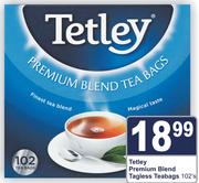 Tetley Premium Blend Tagless Teabags-102's Pack