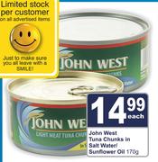 John West Tuna Chunks In Salt Water/Sunflower Oil-170g Each