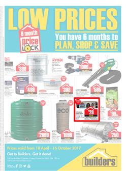 Builders : Low Prices Price Lock (18 April - 16 October 2017), page 1