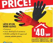 Latex Nylon Work Gloves-Per Pair