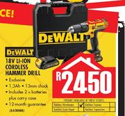 DeWalt 18V Li-Ion Cordless Hammer Drill