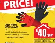 Latex Nylon Work Gloves-Per Pair
