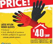 Latex Nylon Work Gloves-Per Pair