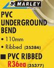 Marley 110mm PVC Ribbed Underground Bend-Each