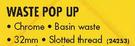 32mm Chrome Waste Pop Up-Each