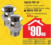 32mm Chrome Waste Pop Up-Each