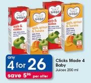 Clicks Made 4 Baby Juices-4 x 200ml