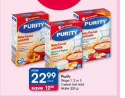 Purity Stage 1, 2 Or 3 Cereal Just Add Water-200g Each