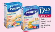 Purity Stage 1, 2 Or 3 Cereal Just Add Milk-200g Each