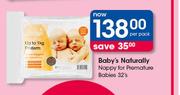 Baby's Naturally Nappy For Premature Babies-32's Per Pack