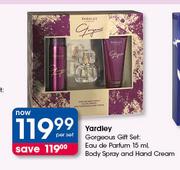 Yardley Gorgeous Gift Set, Eau De Parfum-15ml, Body Spray & Hand Cream-Per Set