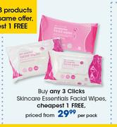 Clicks Skincare Essentials Facial Wipes-Each