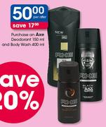 Axe Deodorant 150ml And Body Wash 400ml-Per Offer