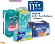 Stayfree Sanitary Pads, Pantyliners Or Tampons-Per Pack