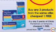 Clicks Pantyliners Or Tampons-Per Pack