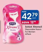  Schick Xtreme3 Disposable Razors For Women 4 Pack-Each