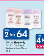 Oh So Heavenly Cool n Confident Anti Perspirant Sticks-2 x 48g