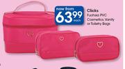 Clicks Fuchsia PVC Cosmetics, Vanity Or Toiletry Bags-Each