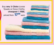 Clicks Loose Towels Or face Cloths-Each