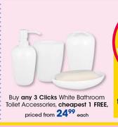 Clicks White Bathroom Toilet Accessories-Each