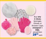 Clicks Sponges, Gloves Or Shower Caps-Each