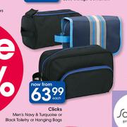 Clicks Men's Navy & Turquiose Or Black Toiletry Or hanging Bags-Each