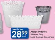 Alplas Plastics White or Grey Lace Storage Contaniners