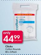 Clicks Cotton Rounds-80x3 Per Pack