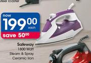 Safeway 1800 Watt Steam & Spray Ceramic Iron-Each
