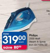 Philips 2000 Watt Steam & Spray Iron GC1436/20-Each