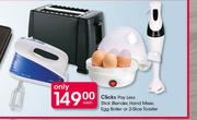 Clicks Pay Less Stick Blender, Hand Mixer, Egg Boiler Or 2 Slice Toaster-Each