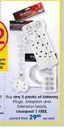Safeway Plugs, Adaptors & Extension Leads-Per Pack