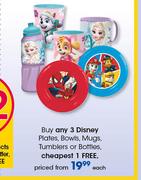  Disney Plates, Bowls, Mugs, Tumblers Or Bottles-Each