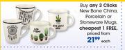 Clicks New Bone China Porcelain Or Stoneware Mugs-Each