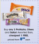 ProNutro, Otees & Safari Assorted Bars-Each