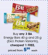BA Energy Bars-40g & 25g Each