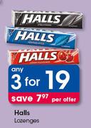 Halls Lozenges-For 3