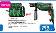  Bosch 650W Compact Drill Plus 39 Piece Accessory Set PSB650RE