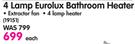 Eurolux 4 Lamp Bathroom Heater