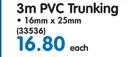Hawk 3m PVC Trunking - 16mm x 25mm Each