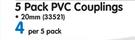 Hawk 5-Pack 20mm PVC Couplings