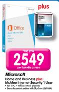 Microsoft Home And Business Plus McAfee Internet Security 1 User-Per Bundle