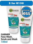 Garnier Face Wash, Scrub And Mask-2x150ml