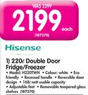 Hisense 220L Double Door Fridge/Freezer-H220TWH
