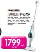 Black & Decker 1600W 2-In-1 Steam Mop-FSMH1621-ZA