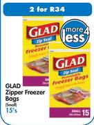 Glad Zipper Freezer Small Bags-2x15's