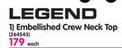 Legend Embellished Crew Neck Top-Each