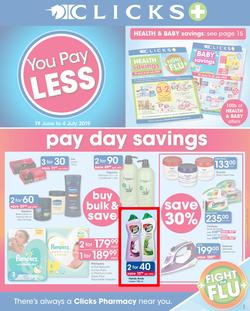 Clicks : You Pay Less (19 June - 4 July 2019), page 1