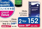 Clicks B Complex-2x60 Tablets Per Offer