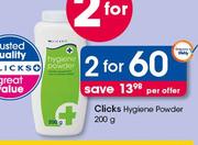 Clicks Hygiene Powder-2x200g Per Offer
